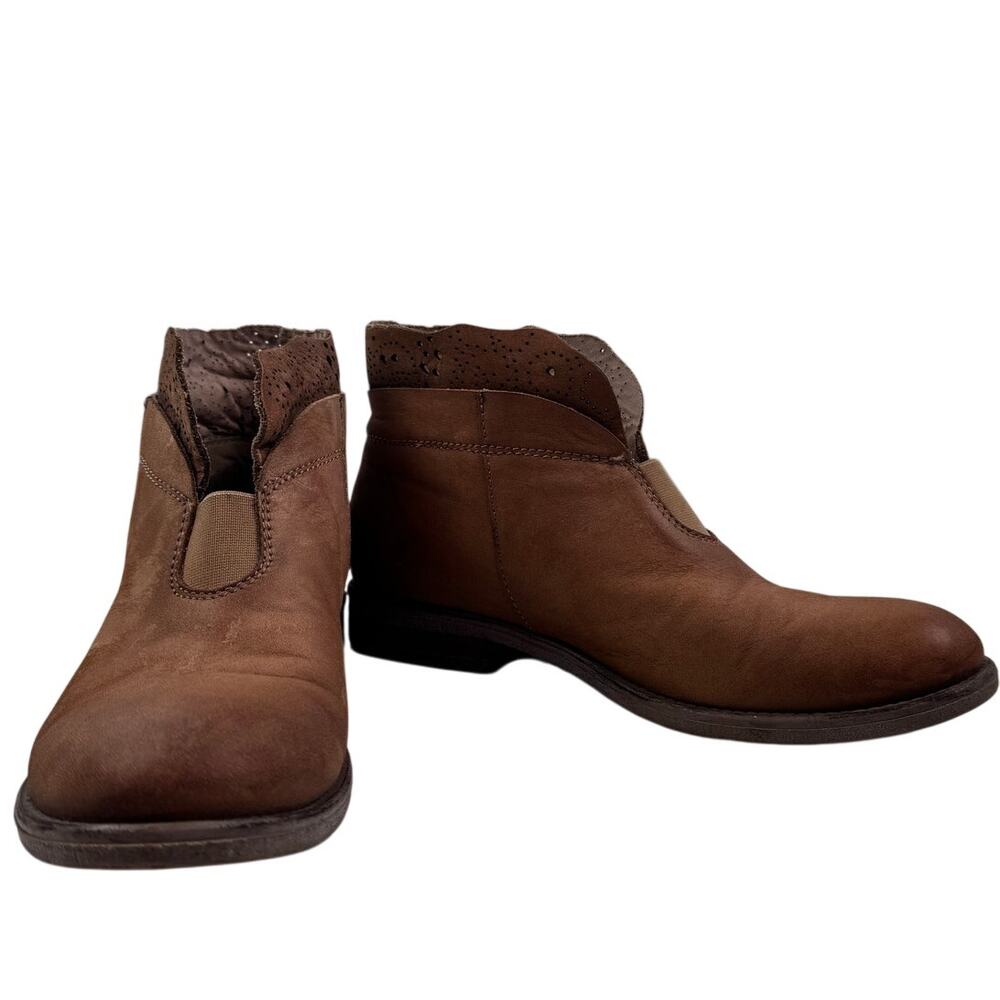 Sundance Stargazer Tan Soft Leather Laser Cut Ankle Boots Women's 38/7.5-8